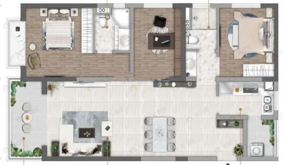 世茂璀璨世家3室2厅2卫户型图