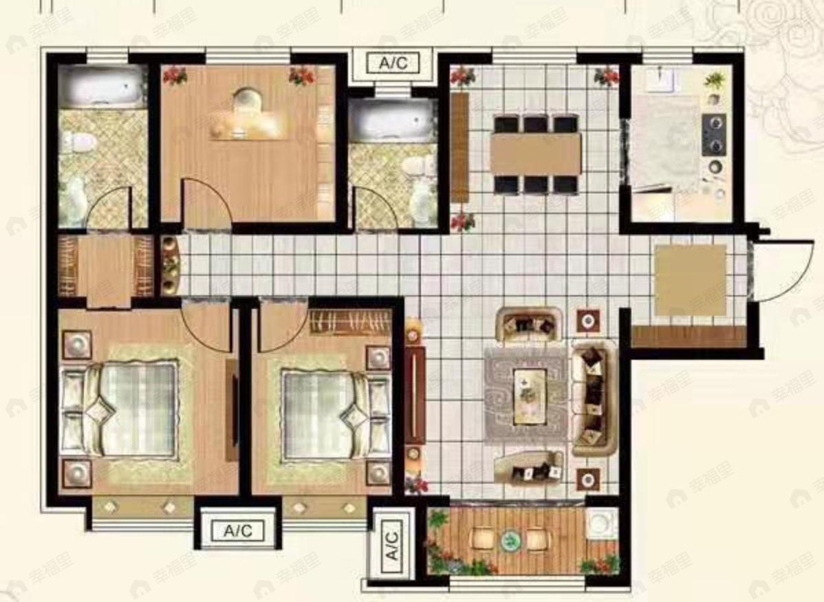 中鼎麒麟著3室2厅2卫户型图