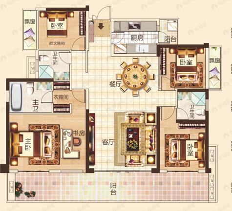 5室2厅3卫建面171平户型图