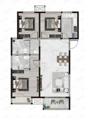 绿博福苑3室2厅2卫户型图