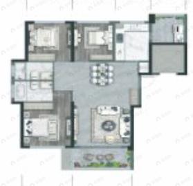 四季贵州椿棠府玖玺台3室2厅2卫户型图