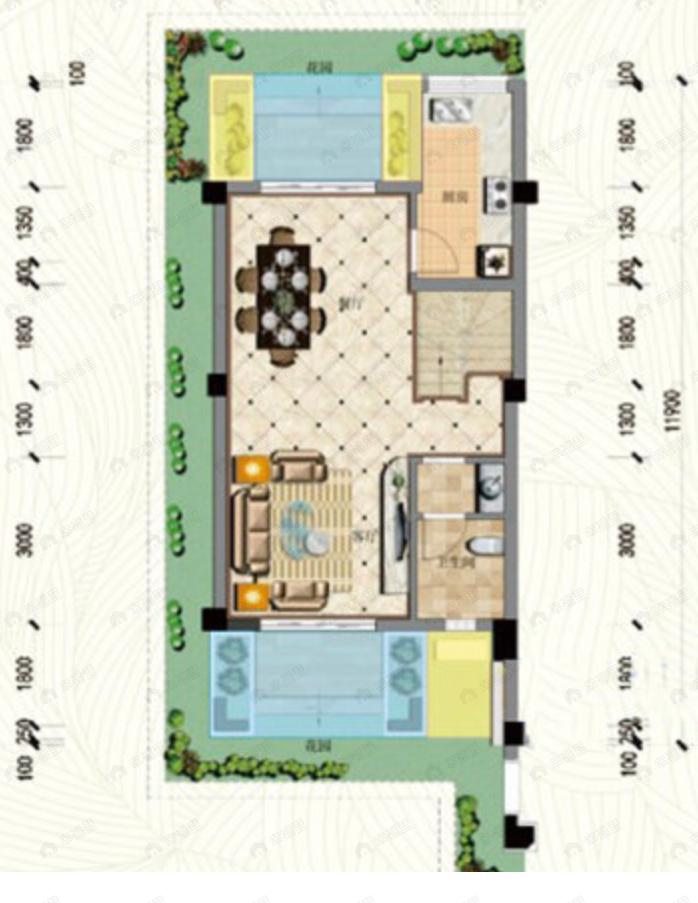 青霞山水卡伦德拉小镇2室2厅2卫户型图