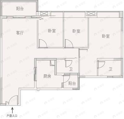 新世界云逸3室2厅2卫户型图