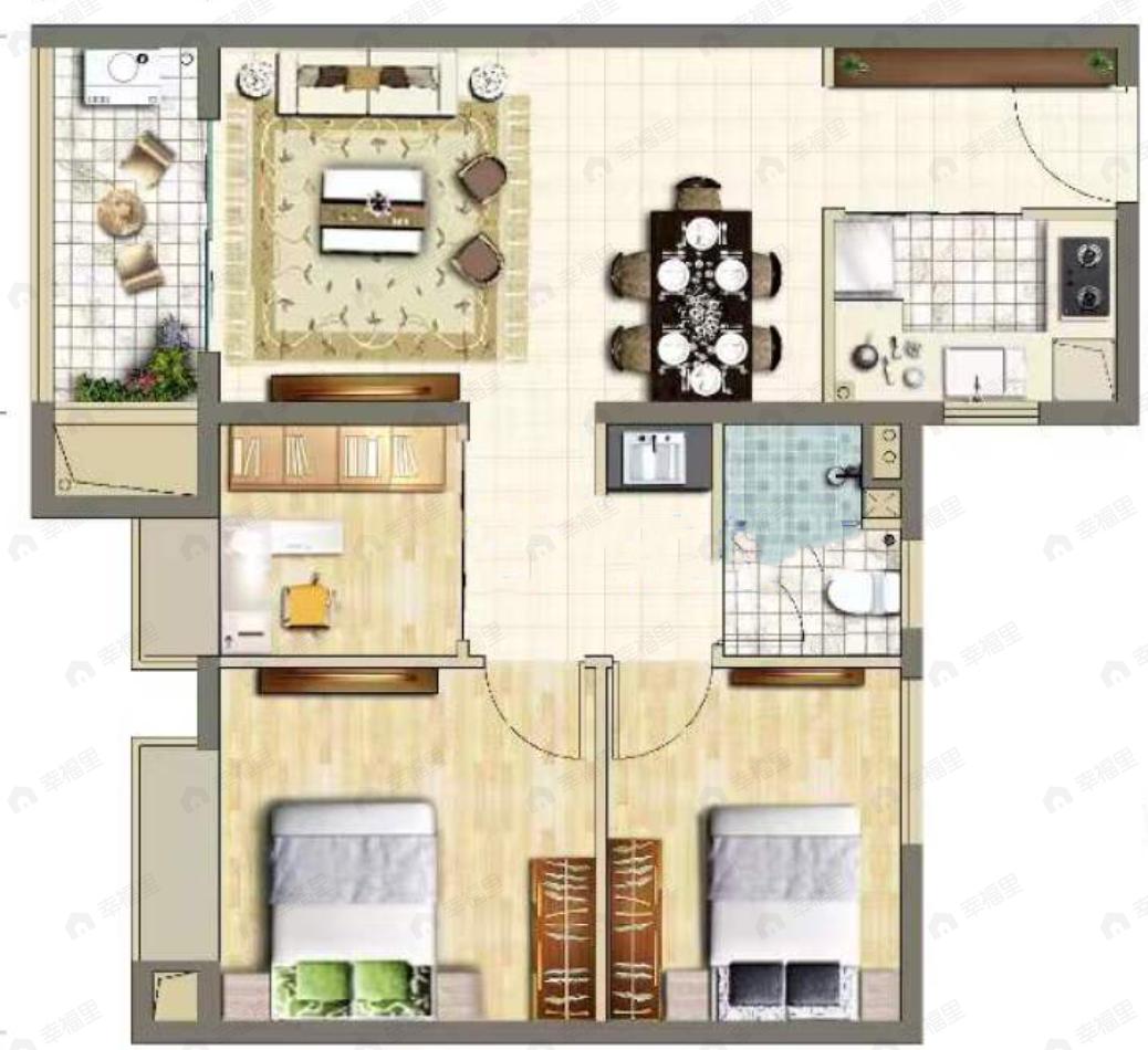 大华公园天下3室2厅1卫户型图