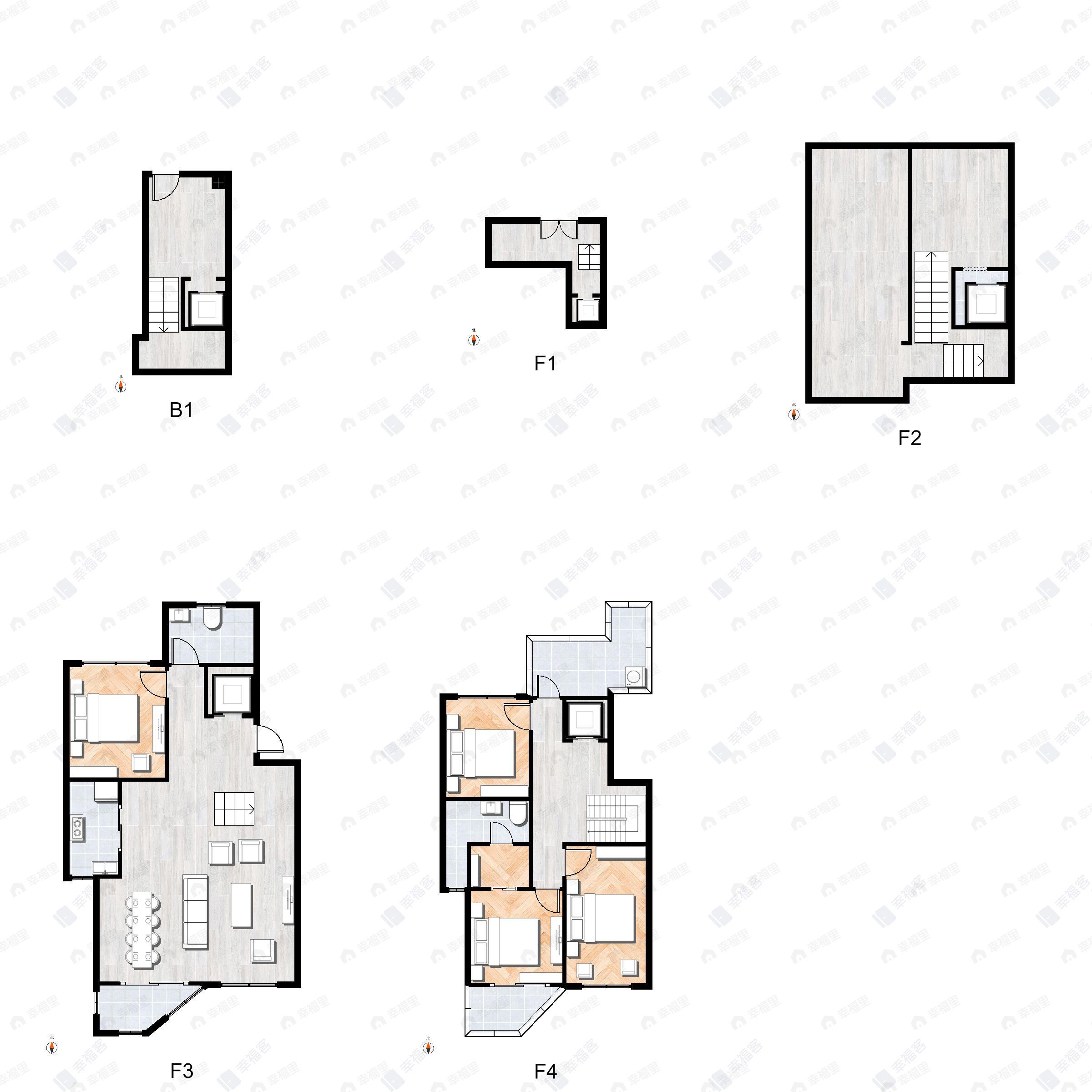 4室2厅2卫建面164平南户型图