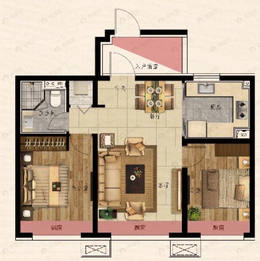 紫云府悦里2室2厅1卫户型图