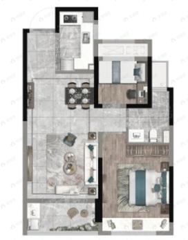 华鸿状元府2室2厅1卫户型图