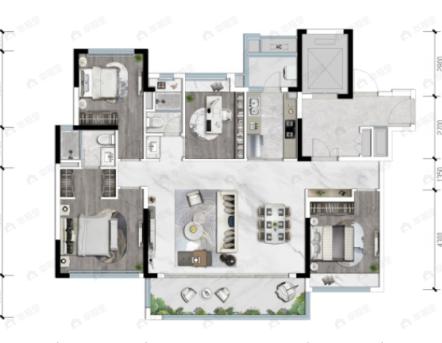 人居越秀和樾林语4室2厅2卫户型图