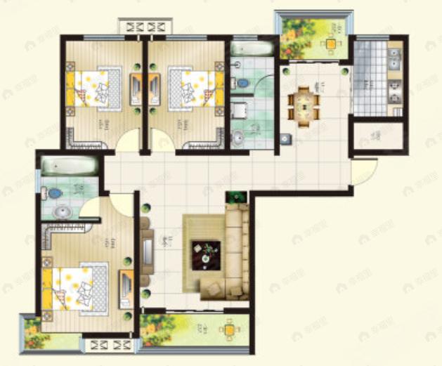 金恒基金帝城3室2厅2卫户型图