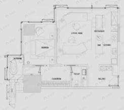 1室1厅2卫建面125m²北|西|东|南户型图