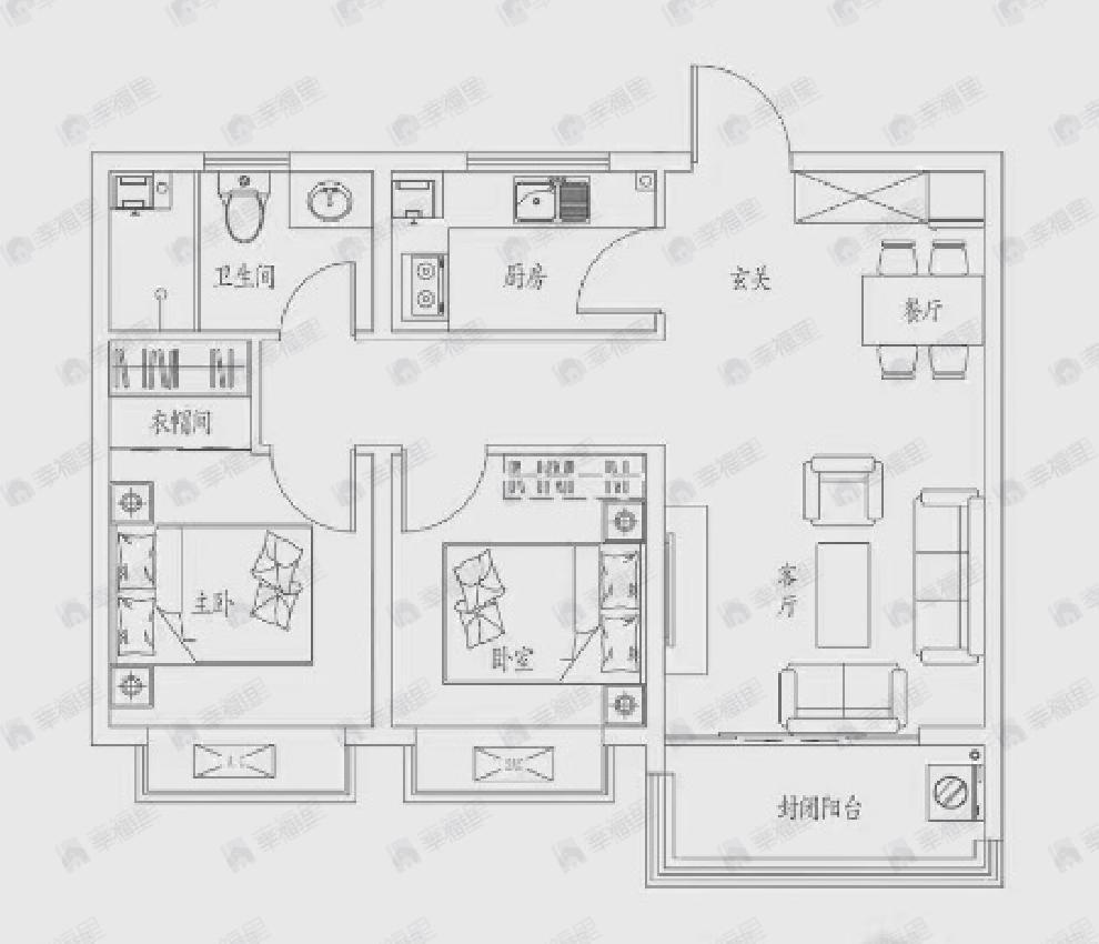 壹品书香2室2厅1卫户型图