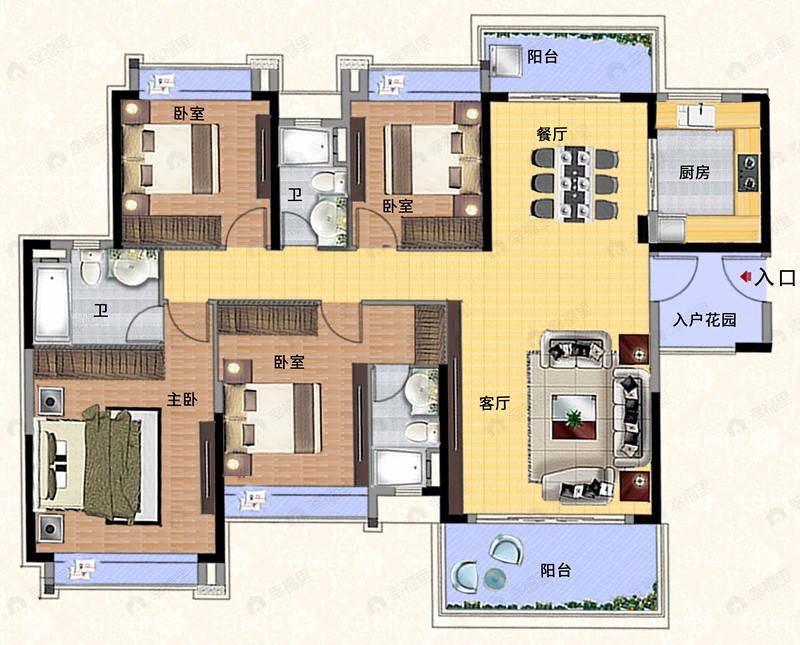 顺德保利中央公园4室2厅2卫户型图