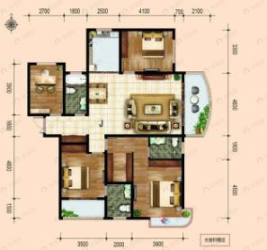 大运花园4室2厅3卫户型图
