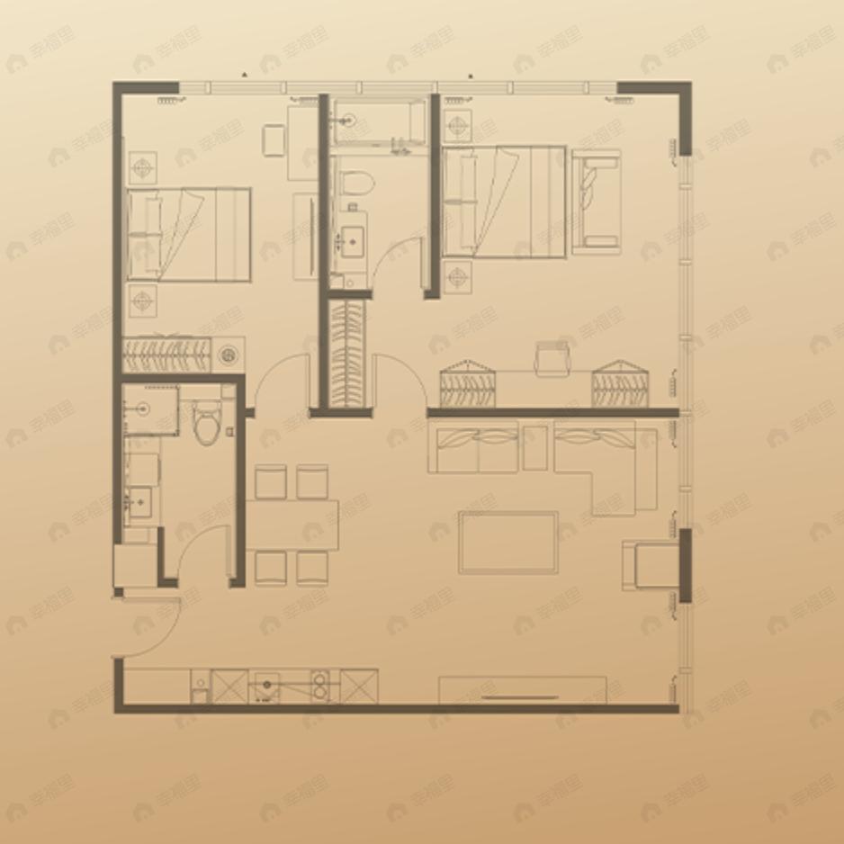 尊悦日坛2室2厅2卫户型图
