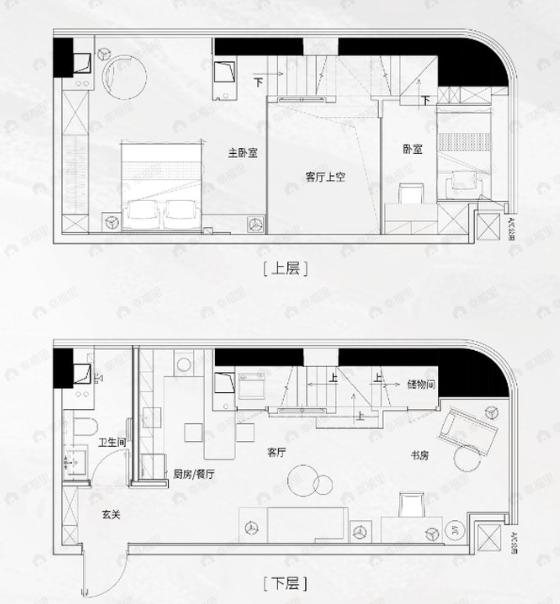 北辰三角洲2室2厅1卫户型图