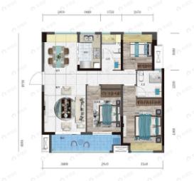 武汉碧云天3室2厅2卫户型图