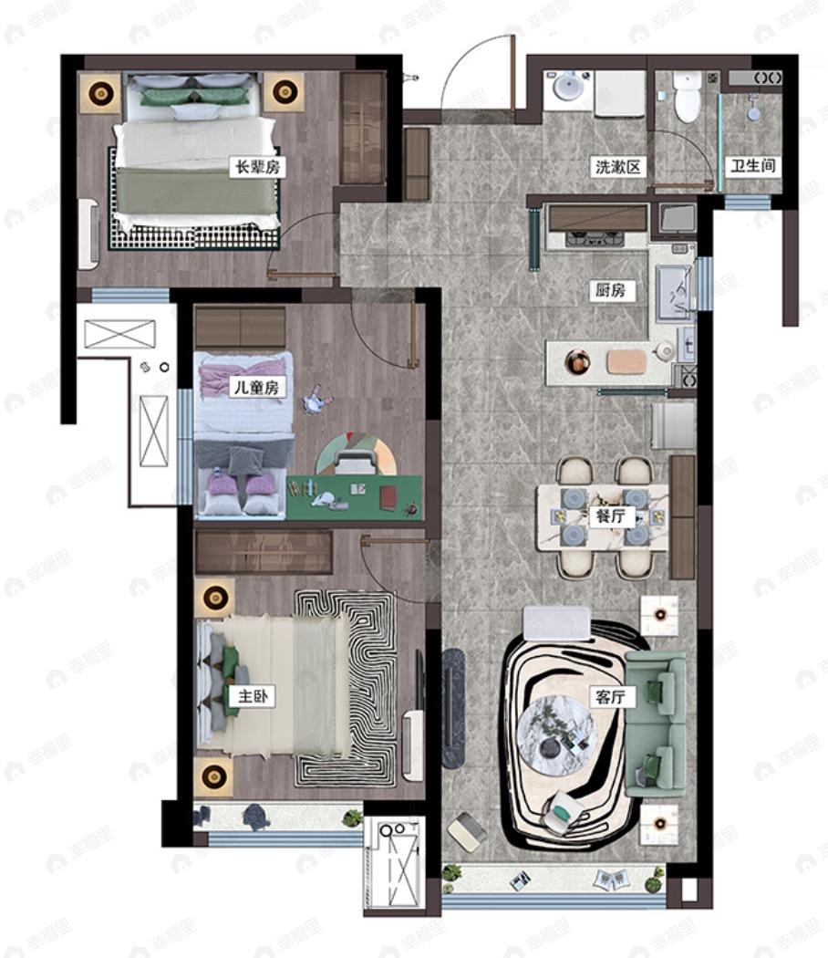 兰州万科城3室2厅1卫户型图