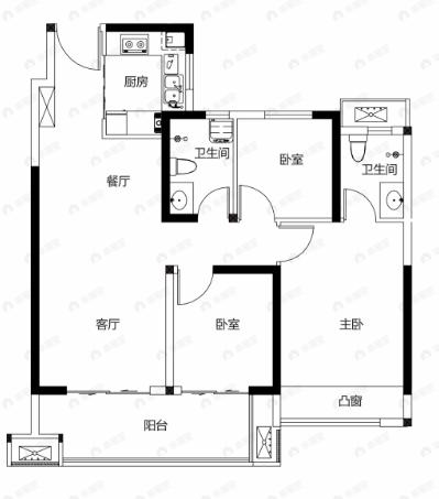路劲九郡3室2厅2卫户型图