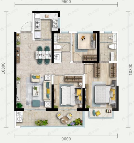 阳光城文澜东方3室2厅2卫户型图