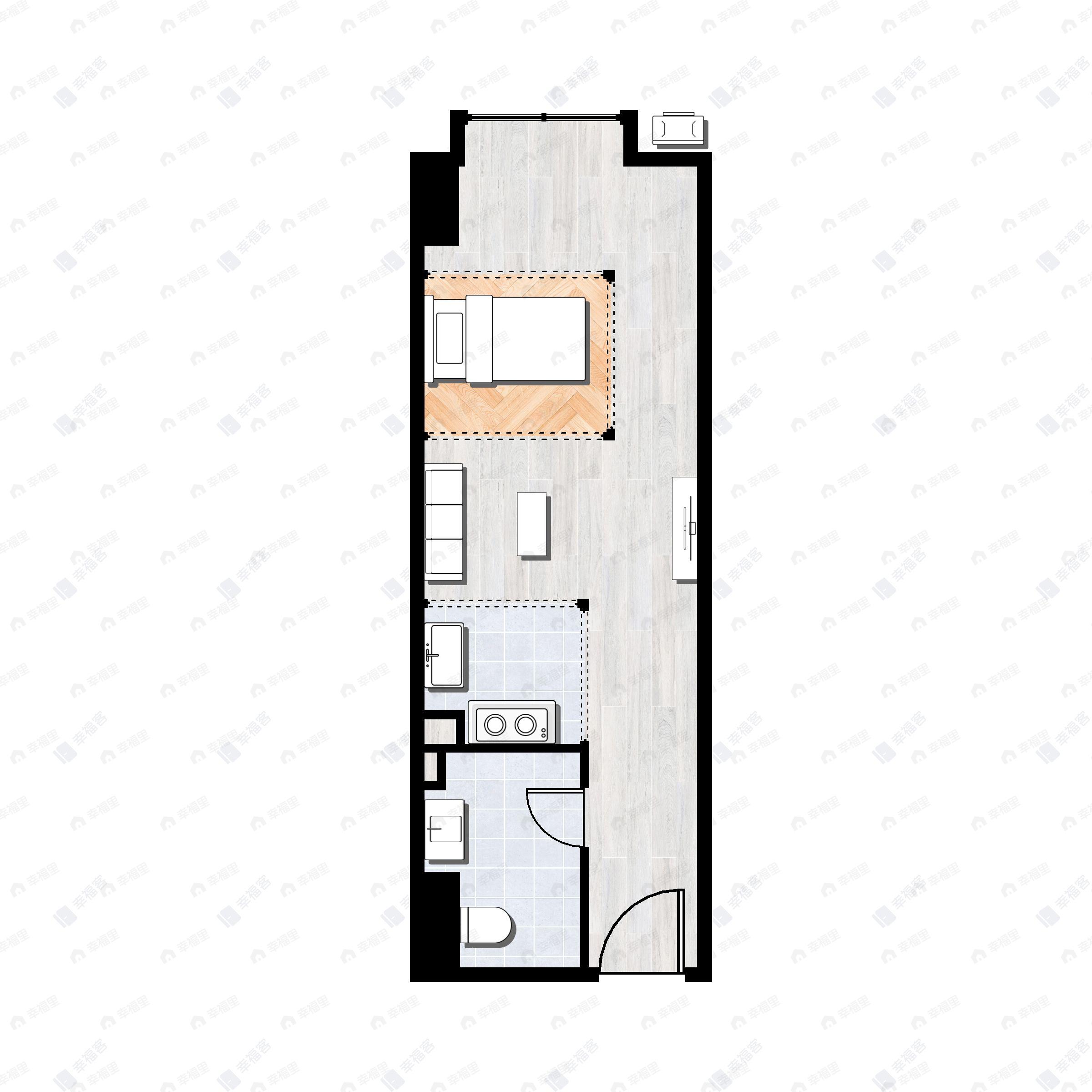1室1厅1卫建面39m²北户型图