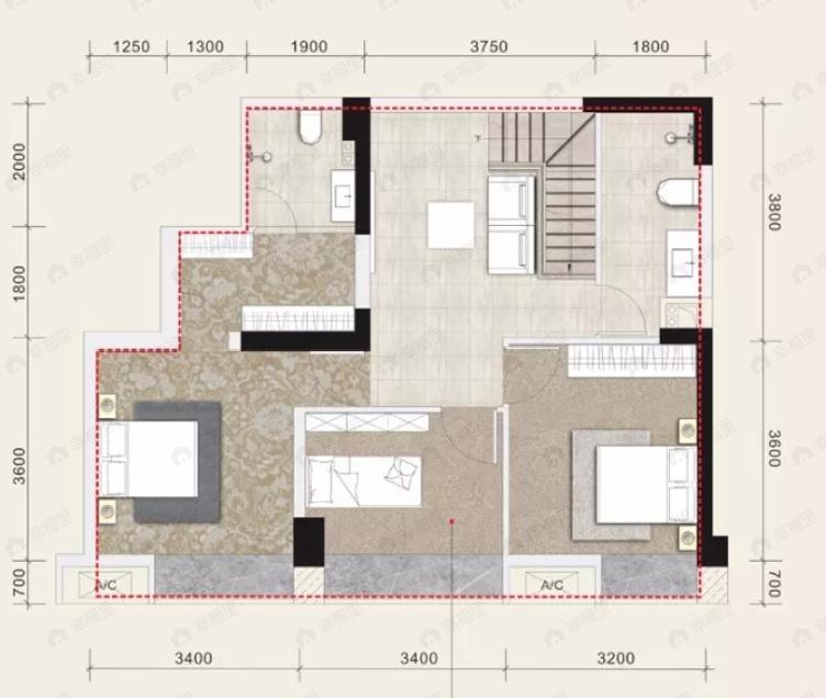 中鑫海广场4室3厅3卫户型图