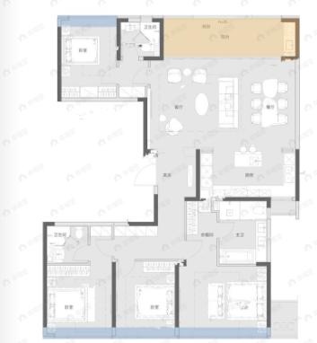 4室2厅3卫建面190平户型图