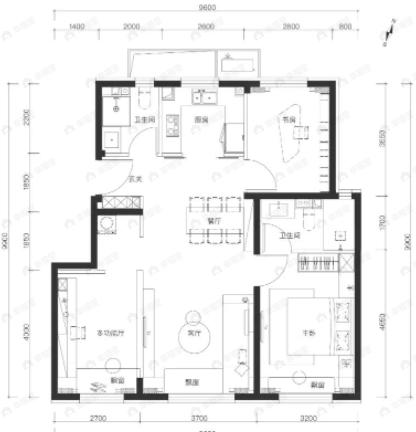 北京城建国誉燕园3室2厅2卫户型图