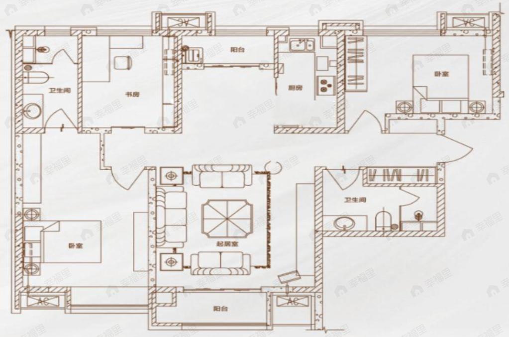 3室2厅2卫建面143平户型图