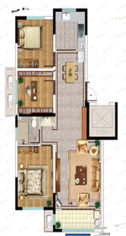 3室2厅1卫建面89m²东户型图
