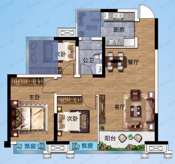 交投·新叶城3室2厅1卫户型图