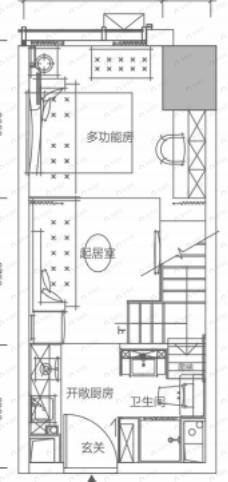 3室1厅1卫建面43平户型图