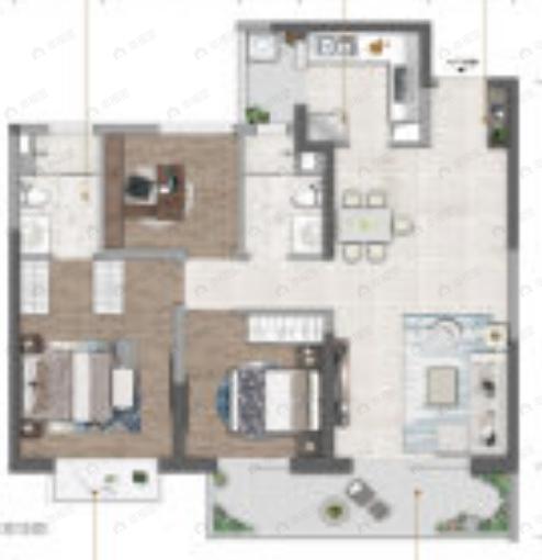 世茂璀璨世家3室2厅2卫户型图