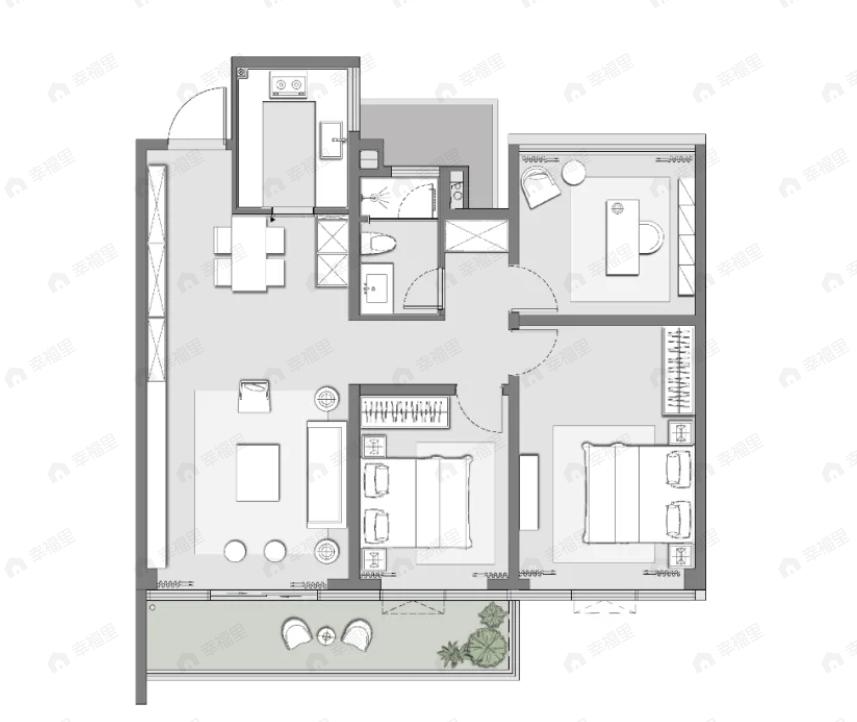 大象山舍3室2厅1卫户型图