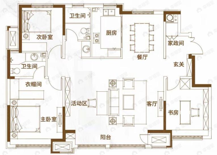 金融街听湖小镇3室2厅2卫户型图