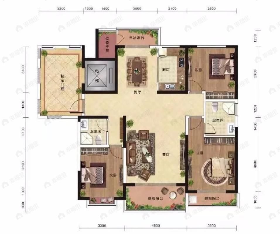 湟栋公园里3室2厅2卫户型图