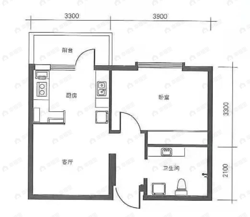 翠岫联芳1室1厅1卫户型图