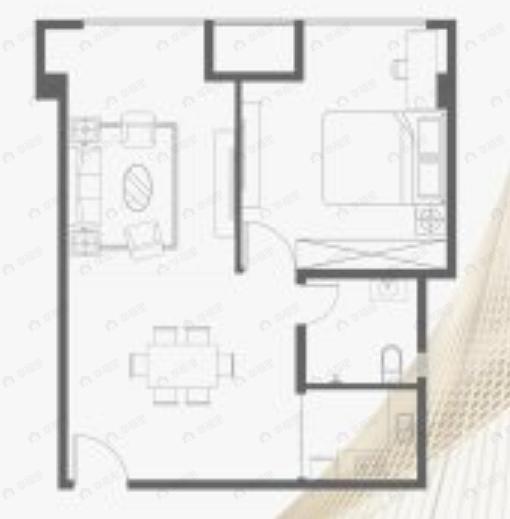 旺金商务广场1室2厅1卫户型图