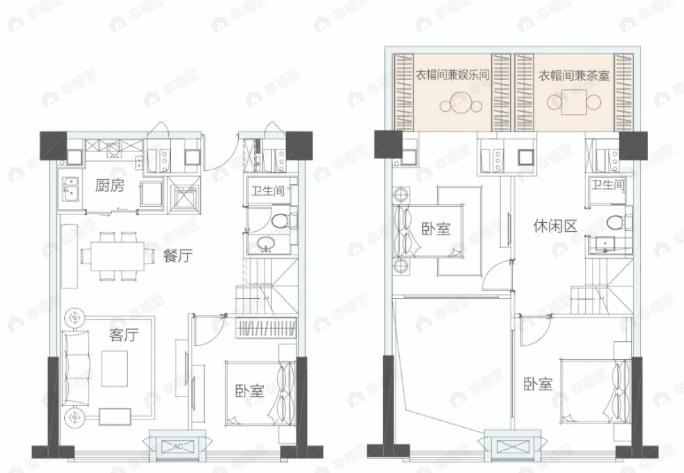 万龙中心3室2厅2卫户型图