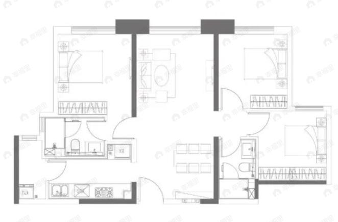 合景寰汇3室2厅2卫户型图