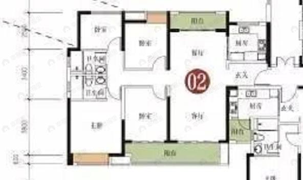 4室2厅2卫建面138平南|北户型图