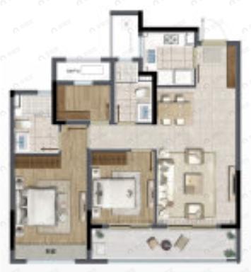 招商德信云望之宸3室2厅2卫户型图