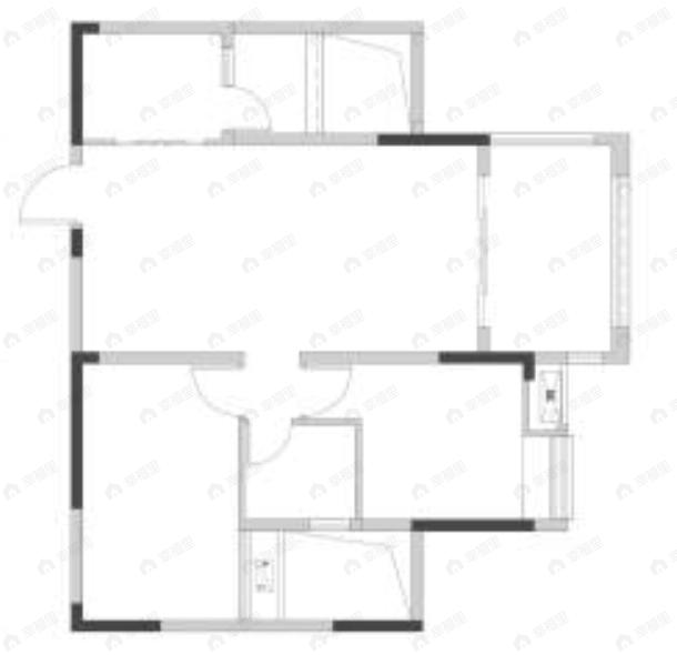 2室2厅1卫建面78平户型图