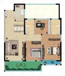 昆明安宁吾悦广场3室2厅2卫户型图