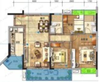 碧桂园幸福里3室2厅2卫户型图