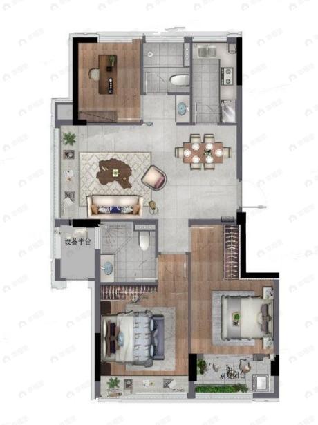 蓝城慧园3室2厅2卫户型图