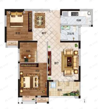 诺展星座3室2厅1卫户型图