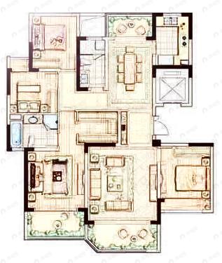 北辰天麓御府4室2厅2卫户型图