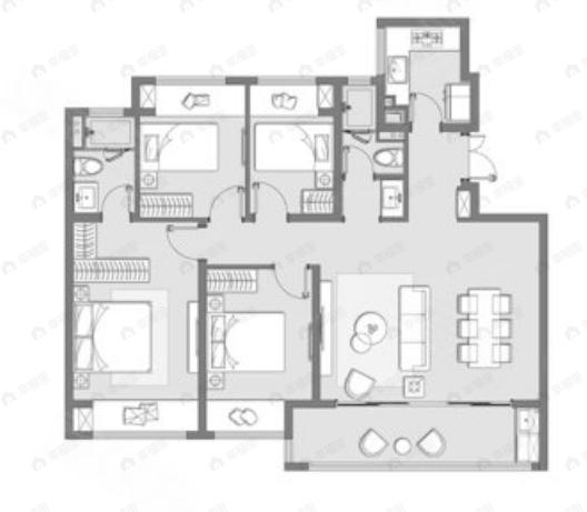 中冶国锐锦绣雅著4室2厅2卫户型图