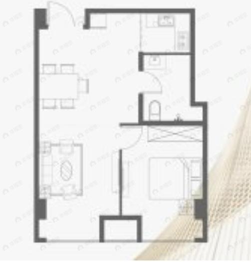 旺金商务广场1室2厅1卫户型图