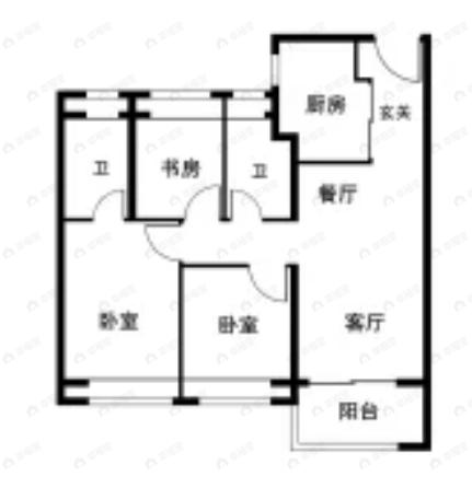 汇元玺3室2厅2卫户型图